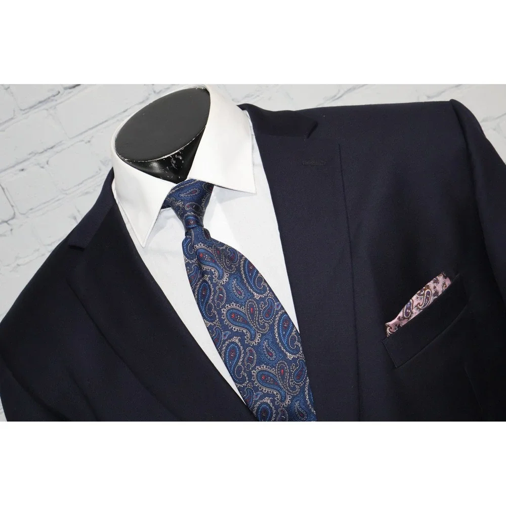 Lauren Ralph Lauren Blazer Mens 48L Navy Blue Wool Two Button Gold Crest